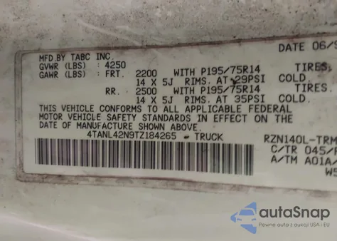 1996 Toyota Tacoma z USA, uszkodzony, nr VIN 4TANL42N9TZ184265